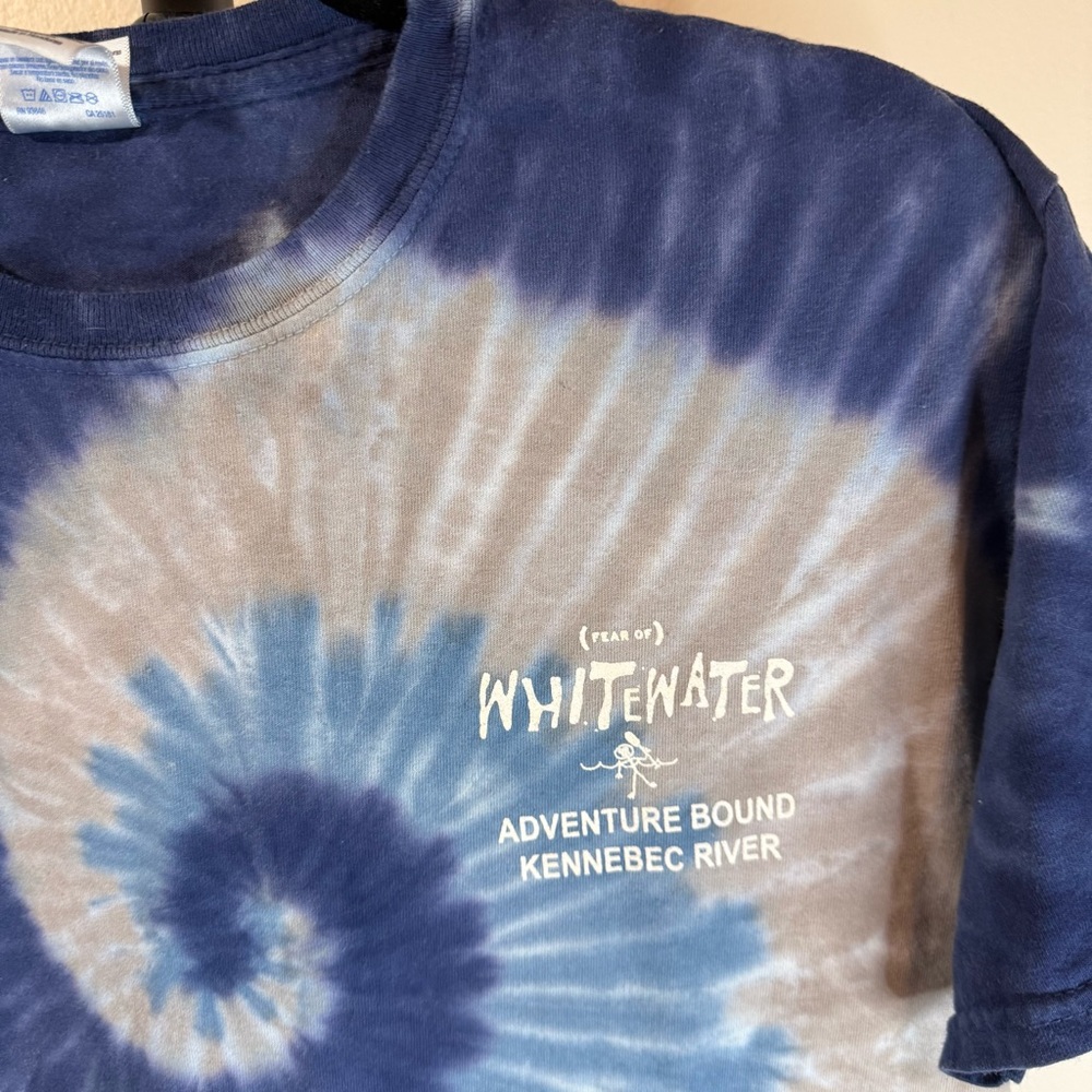 Whitewater Adventure Bound Kennebec River Blue and Gray Tie-Dye Tee - Picture 2 of 7